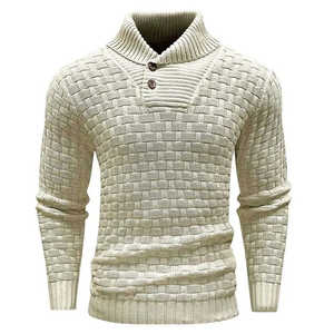 Suéter de Cuello Alto con Estructura Jacquard para Hombre, 100% Algodón, 380g, Logotipo Frontal, Antiarrugas, Antibolitas, Casual y Cómodo - Product Image 1