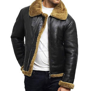 Vêtements pour hommes Manches longues Poches Fermeture éclair Veste coupe-vent Automne Hiver Faux cuir Moto Casual Vestes en PU pour hommes - Product Image 3
