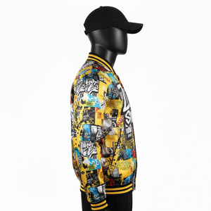 Veste en satin brillant de qualité supérieure 180 GSM Impression graphique multicolore vibrante Logo personnalisé Transfert thermique Veste en satin confortable pour hommes - Product Image 5