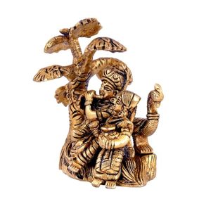 Latón pulido Radha Krishna árbol estatua huecograbado impresión hogar artículo decorativo para Pooja Mandir templo - Product Image 3