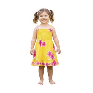 Abito Estivo alla Moda per Bambine in Rayon con Stampa Floreale, Senza Maniche e Arricciato - Product Image 5