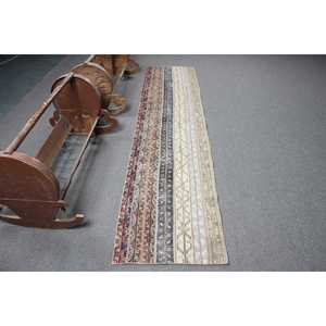 พรมวินเทจขนาด 2x8.9 ฟุต, พรมตุรกี, พรมลายดอกไม้สีน้ำตาล - Product Image 1