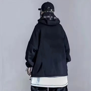 เสื้อผ้าเทคโนโลยีไซเบอร์พังค์สีดำขนาดใหญ่พิเศษสำหรับผู้ชายเสื้อมีฮู้ดฤดูหนาวเสื้อผ้าแนวสตรีทผ้าคอตตอน100% แบบกำหนดเองระบายอากาศได้ดีแห้งเร็ว - Product Image 2