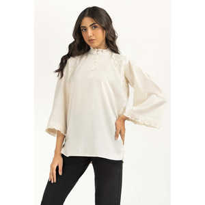 Blusa de Lino para Mujer, Cuello Alto, Estilo Vintage, Decoración con Botones, Holgada, para Uso Diario, WM-CS-SS24-023, Disponible para Primavera y Otoño, Talla XL - Product Image 3