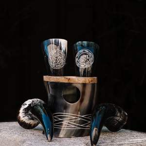 <b>Viking</b> Style Authentic Buffalo Horn Tankard Handcrafted Polished Decoration for <b>Gifts</b> Hand Carved <b>Viking</b> Drinking Tumbler - Product Image 1