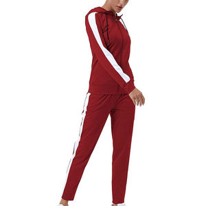 Venta al por mayor de algodón en blanco gimnasio manga larga chándal Tops logotipo personalizado diseño Sudadera con capucha chándal 2 piezas conjuntos chándales transpirables - Product Image 2