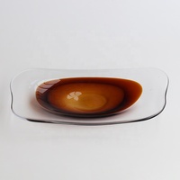 Plateau en verre soufflé à la main Bixuan Honey Amber Clear Thick Rim, bord ondulé, rectangulaire, pour fruits, décoration artistique moderne