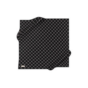Black Floral Cotton Square Scarf with Cage Pattern - Product Image 1