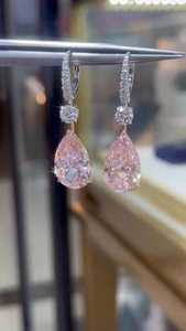 3CT Pink Pear Lab Grown <b>Diamond</b> Drop <b>Earrings</b>, Pear Cut <b>Dangle</b> <b>Earrings</b>, 14K Gold Bridal <b>Earrings</b>, Wedding Gift for Her - Product Image 5