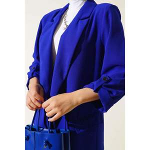 แจ็คเก็ตแซ็กเก็ตผู้หญิงแขนพับและกระเป๋ารายละเอียด - Product Image 4