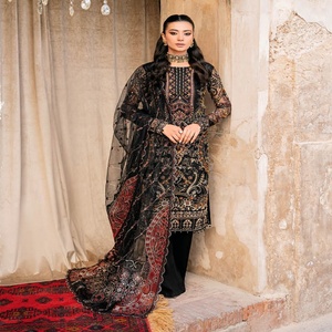 Ramsha 2nd Edition Costumes de mariage brodés lourds 3 pièces pour femmes Style indien et pakistanais mousseline de soie pour tenue de fête - Product Image 6