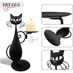 Bougeoir chauffe-plat décoratif Bougeoir en forme de chat en métal Pièce maîtresse Décoration de la maison Bougeoir unique - Product Image 5