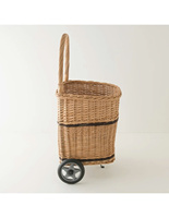 Panier de courses à roulettes en osier, support de cuisine en bois, couleur naturelle, fait main, écologique, capacité 20-35L, Nhat Minh Ready for