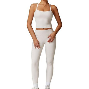 Conjunto de Leggings y Sujetador Deportivo para Mujer, Nuevo, Color Sólido, Cintura Baja, Ecológico, Espalda Descubierta, Shorts de Yoga con Logotipo Frontal, de Secado Rápido, 1 Pieza - Product Image 1