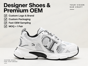 Baskets Chunky Designer Blanches en Mesh à Lacets Style Sportif Semelle Extérieure en Caoutchouc Respirante Toutes Saisons Personnalisation de Marque Disponible - Product Image 1