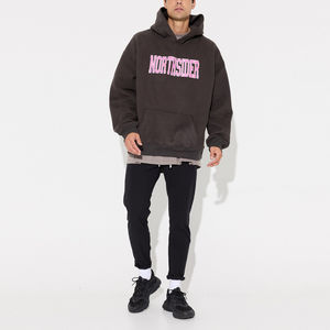 Haute qualité coton surdimensionné blanc mode Streetwear broderie bouffée impression Logo personnalisé hommes à capuche décontracté Streetwear personnalisé - Product Image 5