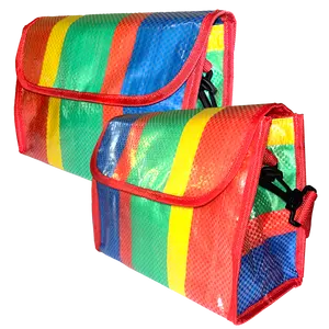 Waterproof Colorful Canvas Bag Unique, Vibrant, and Durable from Thailand. Weaving process interlaced plastic strips/threads