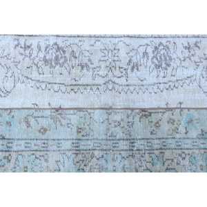 Turkish <b>Runner</b> <b>Rug</b> 2.7x8.2 ft (82x251 cm), Vintage White Bordered Wool <b>Rug</b> - Product Image 5