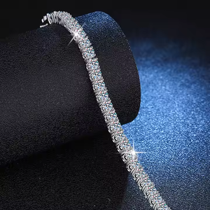 4 MM Lab Grown Diamond Tennis <b>Bracelet</b> in 925 <b>Silver</b> with 10K Rose Gold Accents for Gift on Birthdays Weddings Anniversaries - Product Image 1