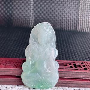 Myanmar tipe A giok alami liontin seperti es mengambang hijau <span class=keywords><strong>Tara</strong></span> Guanyin bodhisatva zamrud liontin 21.22 - Product Image 3