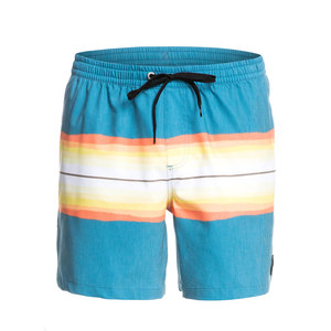Pantalones cortos de playa para hombre con acabado resistente al agua y sensación ligera a rayas, pantalones cortos de playa para hombre con cintura ajustable con cordón - Product Image 1