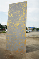 Panel Decorativo Arquitectónico Moderno Dorado, Impermeable, Ignífugo, con Textura Dorada Cepillada, para Paredes Interiores, Diseño Gráfico Comercial
