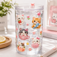 Autocollants pour enfants, impression personnalisée, autocollants décoratifs 3D mignons, autocollants transparents créatifs, autocollants kawaii, autocollants de dessin animé pour chatons