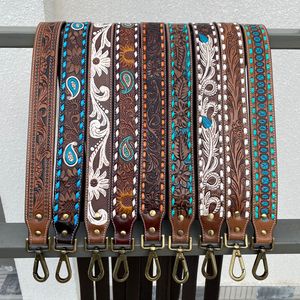 Extreme Quality Personalized Hand Tooled Leather Western Replacement Purse Strap <b>Camera</b> & Guitar Strap with Antique Brass Snaps - Product Image 4