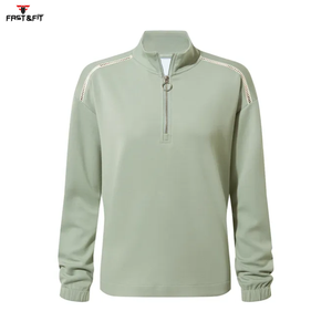 Respirant confortable séchage rapide 100% coton vente entière sweat col roulé fermeture éclair sweats courts pour femme - Product Image 5