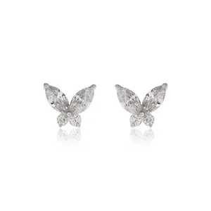 "Trendy Religious 925 Silver Cubic Zirconia <b>Stud</b> <b>Earrings</b> for Women Gold Plated" - Product Image 1