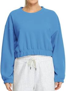 คอลเลกชันใหม่เสื้อสเวตเตอร์ซับในผ้าฟลีซโอเวอร์ไซส์สำหรับผู้หญิงเสื้อสวมหัวคอลูกเรือรุ่นสั้น - Product Image 5