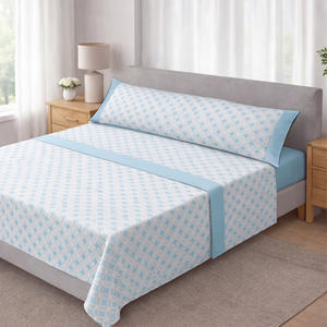 Juego de Sábanas de Algodón/Poliéster con Sábana Ajustable de 30 cm, Incluye Sábana Plana y Funda de Almohada, Categoría de Producto: Juegos de Fundas de Edredón - Product Image 1