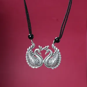 Sterling Silver Swan Pendant Necklace <b>Emerald</b> Zircon Moissanite Diamond Beaded Chain 14K Gold Trendy Rhodium Plated Women's Gift - Product Image 2
