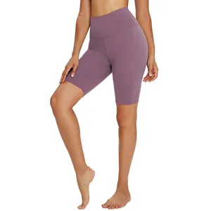 Oem bán buôn tùy chỉnh vải thoáng khí Biker quần short phụ nữ tập luyện cao tầng dây thắt lưng tập thể dục nén quần short cho phụ nữ