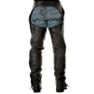 Chaps en cuir noir Chaps en cuir avec logo personnalisé Chaps de moto Pantalon d'équitation simple pour motards Cowboy - Product Image 6