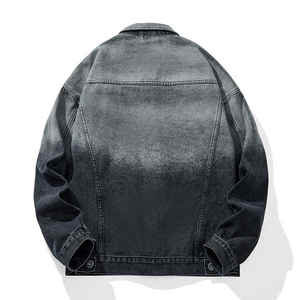 แจ็กเก็ตยีนส์ไล่ระดับสีทรงหลวมสำหรับผู้ชายและผู้หญิงเสื้อโค้ทยีนส์สไตล์วินเทจทันสมัย - Product Image 2