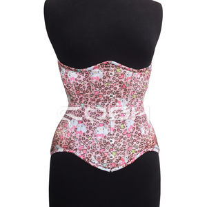 Corset en satin imprimé style jungle urbaine avec motif chat sauvage et baleines en acier - Product Image 5