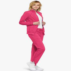 แจ็กเก็ตผู้หญิงซิปเต็มรูปแบบพร้อมกางเกงหูรูดสีชมพู - Product Image 1