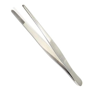 Precision Blunt Serrated Tips Stainless Steel Thumb Forceps Tweezers Comfortable Ridged Handle Surgical Instruments - Product Image 1