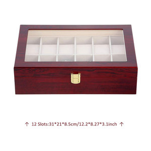 2/3/5/6/10/12 slot Watch Box Organizer pianoforte con vernice da forno custodia per gioielli in legno da <span class=keywords><strong>uomo</strong></span> in vetro Top <span class=keywords><strong>orologi</strong></span> espositore - Product Image 4
