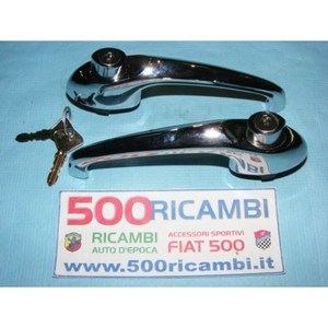 Fiat 500 F L R Paire de poignées de porte extérieures en métal chromé - Product Image 1