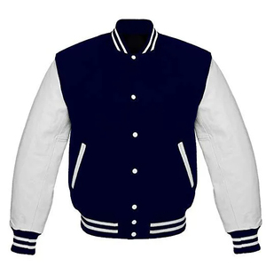 OEM Custom Men's <b>Long</b> Sleeve Baseball <b>Jacket</b> with Stand Collar Breathable <b>Leather</b> Varsity CollegeBaseballjacket for men - Product Image 4
