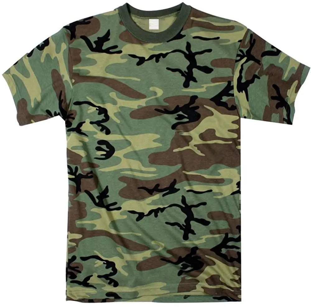 Latest Design Camo T Shirt Men loose Fit Crew Neck Half Sleeve Camouflage Tee Shirt Wholesale