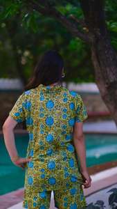 Chemise à manches courtes imprimée à motif vintage XL de haute qualité et ensemble de vêtements de nuit pyjama avec col boutonné élégant respirant - Product Image 3