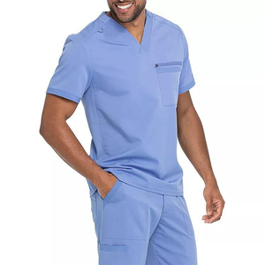 High Quality 100% Cotton Woven Fabric Unisex Nursing <b>Scrub</b> <b>Sets</b> with Needle Detection and Seamless Fusing for Hospital Use - Product Image 2