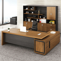 Bureau de direction moderne, bureau en L avec tiroirs et étagères, meuble d'affaires, poste de travail pour la maison et le bureau