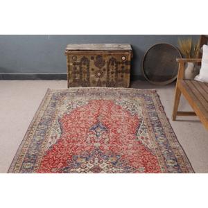 Turkish Rug, 4.6x11.7 ft <b>Runner</b> Rug, <b>Red</b> Patchwork Wool Vintage Rug - Product Image 4