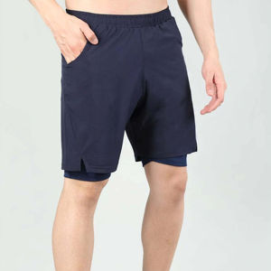 Short d'entraînement Premium 2-en-1 pour hommes Double couche confortable et durable pour les entraînements Vêtements décontractés Motif solide OEM écologique - Product Image 6
