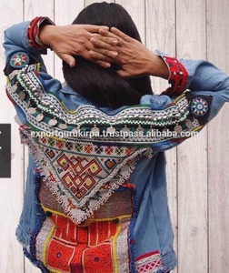 Veste en jean style bohème personnalisée avec broderie pour femme, robe de fête bohème de Noël, veste en jean Banjara pour femme et homme - Product Image 3