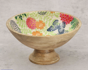 Flower Theme with Enamel Design <b>Wooden</b> <b>Fruits</b> Bowls best Salad <b>Wooden</b> & Food Serving Bowls Multiple Finishes Design Serving Bowl - Product Image 2